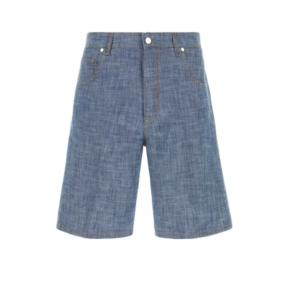 Fendi Men Light Blue Chambray Bermuda Shorts